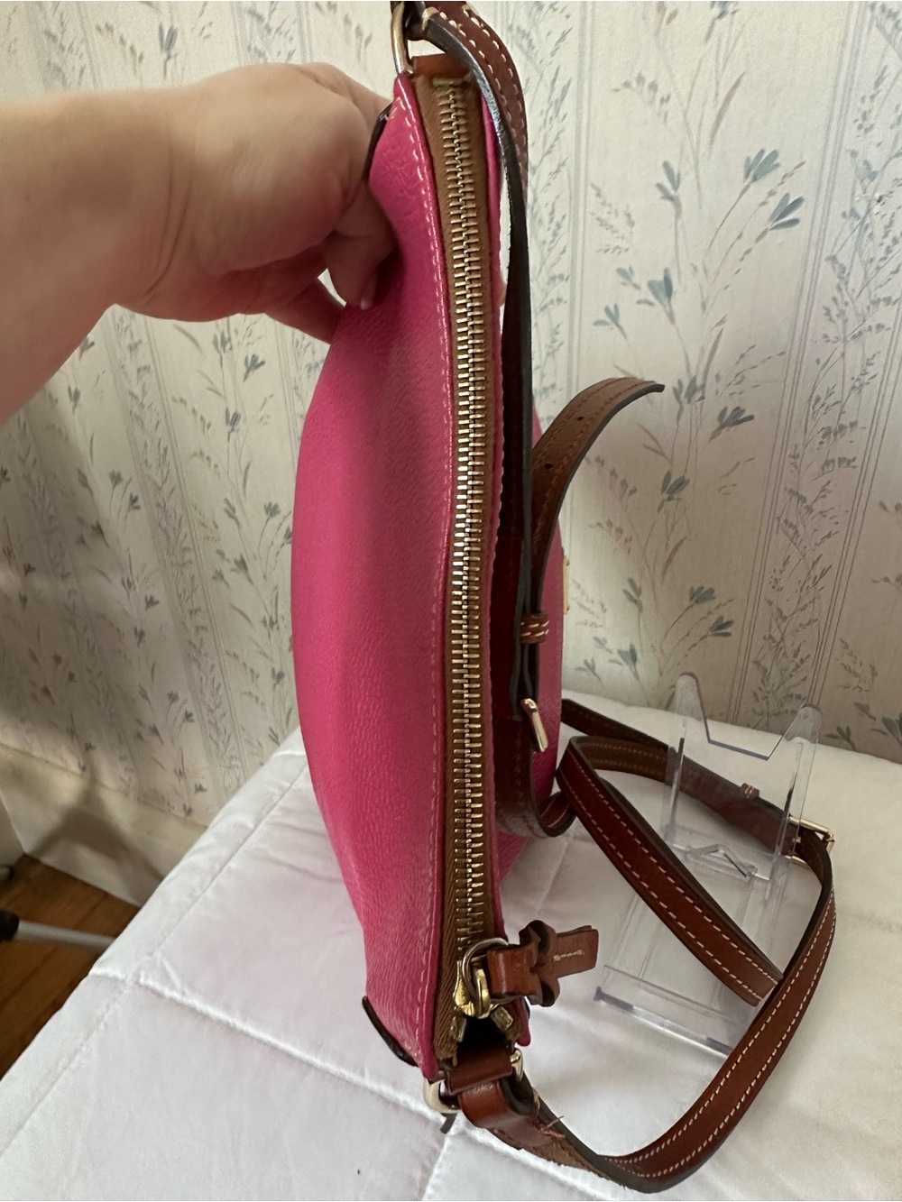 Dooney & Bourke Hot Pink Leather Crossbody - Picture 4 of 16